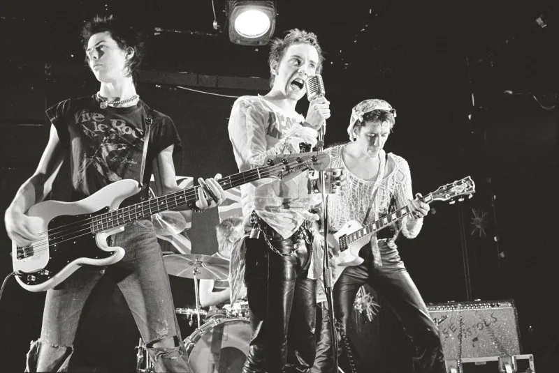 Dennis Morris, The Sex Pistols, the Marquee Club, Soho, London, 23 July 1977