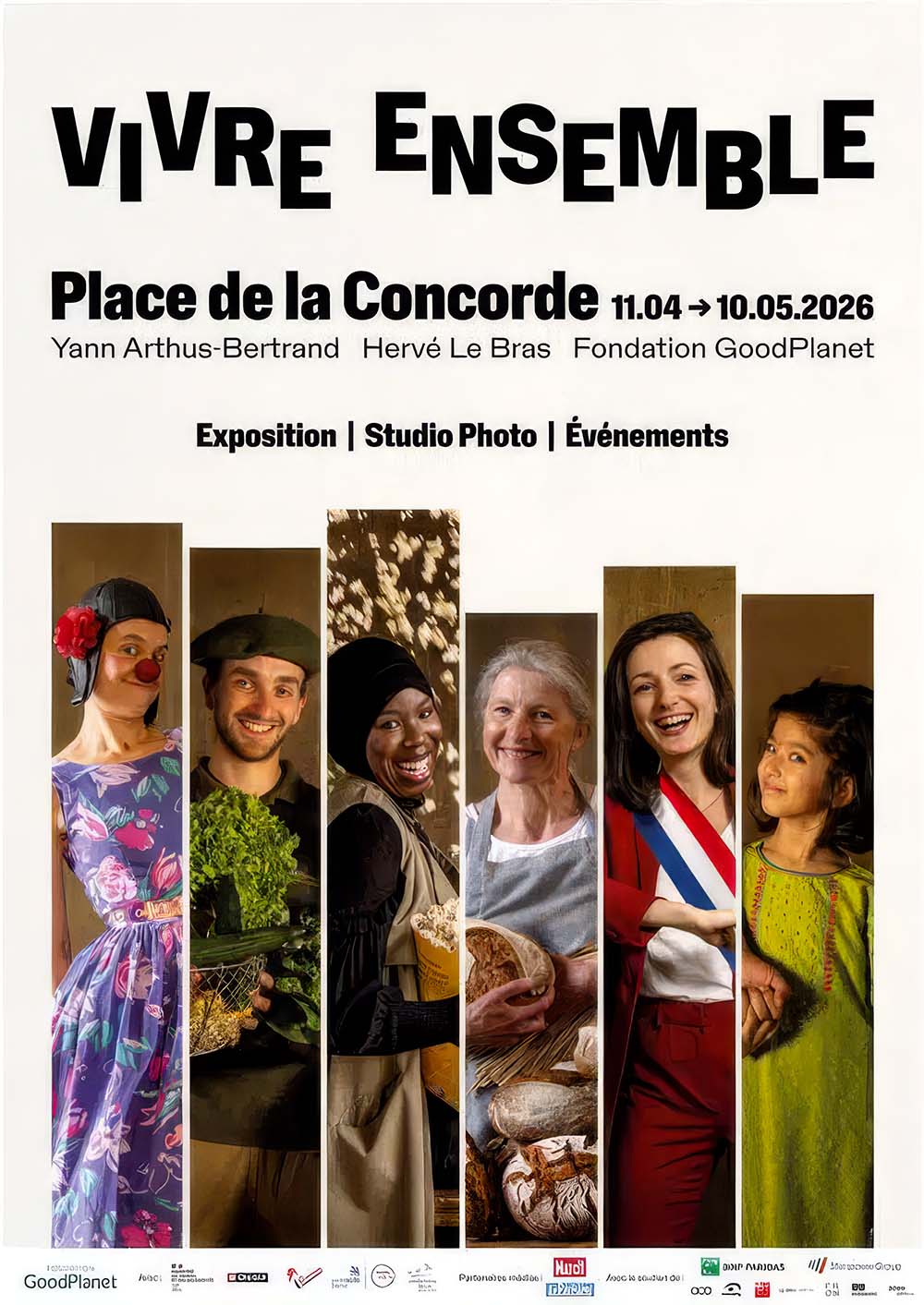 Affiche de « Vivre ensemble ! », l’expo de Yann Arthus-Bertrand, place de la Concorde du 11 avril au 10 mai 2026