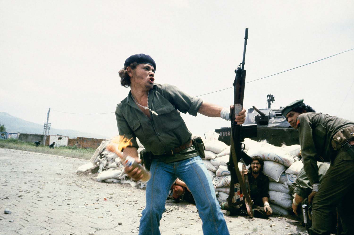 Molotov Man. Sandinistas at the Walls of the Esteli National Guard Headquarters. Esteli, Nicaragua. 1979